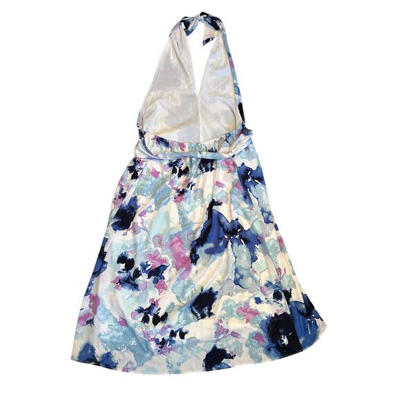 Banana Republic Halter Maxi Dress Blue Purple Watercolor Sz XL Backless Evening - Picture 10 of 13